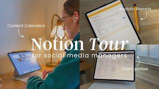 NOTION TOUR  Hub for Freelance Social Media Managers Client Portal Content Calendars for social