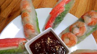 SPRING ROLLS RECIPE + PEANUT SAUCE  RICE PAPER ROLLS  HOME COOKING  #simplychris