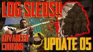 Sons of the Forest  UPDATE 5  LOG SLEDS Advanced Cooking New Lakes Ponds and POI