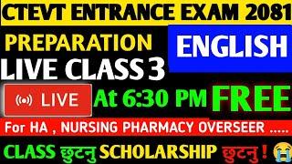 CTEVT Entrance Exam 2081 Preparation live class 2  Ctevt entrance exam model question 2081 english