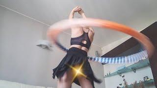 Home Gymnastics and Stretching. Hula Hoop. Upskirt. no panties