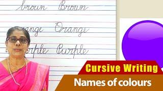 Names of colours  How to write English Cursive writing  Cursive handwriting Part-20