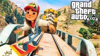 ГТА 5 МОДЫ ДЖЕЙК ИЗ SUBWAY SURFERS В ГТА 5 ДЖЕЙК УБЕГАЕТ ОТ ПОЕЗДА - ГТА 5 МОДЫ GTA 5 Моды