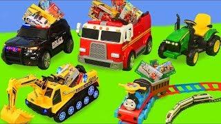 Excavator Tractor Fire Truck Garbage Trucks & Police Cars Toy Vehicles for Kids