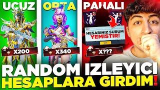 UCUZ ORTA PAHALI RANDOM İZLEYİCİ HESAPLARINA GİRDİM  SÜRÜM ATILAN HESAP ÇIKTI   - PUBG Mobile