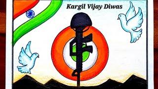 Kargil Vijay Diwas Poster drawing  Vijay Diwas drawing  How to Draw Kargil VIJAY DIWAS Poster easy