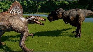 Spinosaurus vs T-Rex Indominus Rex Spinoraptor Indoraptor Giganotosaurus Carcha & Allosaurus