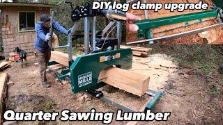 Woodland HM122 quarter sawing lumber log clamp upgrade.