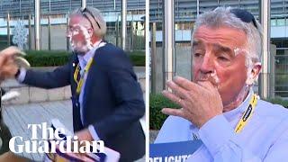 Its delicious Ryanair boss hit with cream cake in climate protest