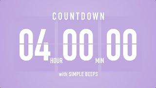 4 Hours Countdown Flip Clock Timer  Simple Beeps 🫐 