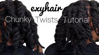 Chunky Twist Tutorial on ShortMedium Length Natural Hair  Exyhair Afro Kinky Bulk Hair 16”