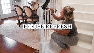 House Refresh - Painting Everything Black  Stair Rails Doors + Quarter Round