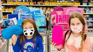 BLUE and PINK Back To School Challenge with Sisters Play