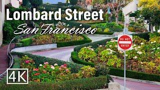 4K The Crookedest Street in The World - Lombard Street - San Francisco - Walking Tour