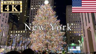 New York Christmas Walk  - Fifth Avenue to Rockefeller Center Christmas Tree - 【4K 60fps】