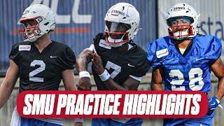 SMU Fall Camp Preston Stone Kevin Jennings indy drills OL works pass rush sets special teams