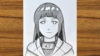 how to draw Hinata Hyuga from naruto  How to draw anime step by step  Drawing for beginners