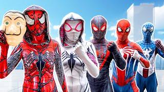 TEAM SPIDER-MAN VS Bad Guy JOKER  Whats WRONG with Gwenom ???Funny Live Action - by Bunny Life