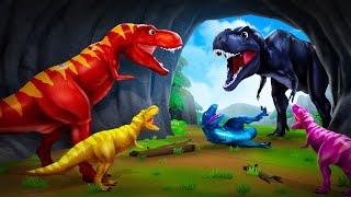 Brave T-Rex Fighting Evil Dinosaurs to Protect Dinos Triceratops in Action Rescue  Jurassic