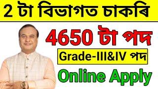 2 টা বিভাগৰ চাকৰি আহিল - Assam jobs 2024  Assam jobs vacancy 2024  Jobs in Assam 