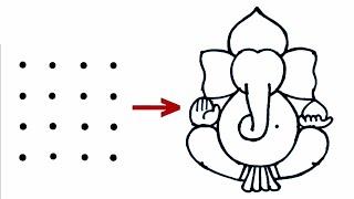 Easy Lord Ganesha drawing from 4×4 dots step by step  Easy Lord Ganesha Rangoli