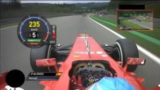 On board Fernando Alonso GP Belgium SPA F1 2013