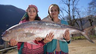 Giant Fish Cutting and Cooking Fried Fish with Rice Recipe in Village  Big Fish Recipe