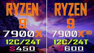 RYZEN 9 7900X vs RYZEN 9 7900X3D  PC GAMES BENCHMARK TEST 