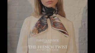 Sabina Savage 90x90cm Silk Twill Scarf How to tie a French Twist