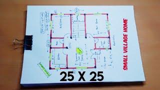 25 x 25 modern 2 bedroom house plan II 25 x 25 small ghar ka naksha II 2 bhk house design