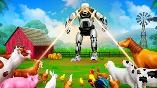 Cows vs Robot Epic Chase on the Country Farm Funny Animals Comedy Cartoons