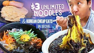  $3 UNLIMITED Jajangmyeon Noodles & $6 KOREAN BUFFET  The Best CHEAP EATS in Seoul South Korea