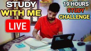 STUDY WITH ME LIVE POMODORO 5010  19 HOURS STUDY CHALLENGE  Relaxing Rain Sounds With Break