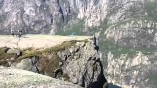 Amazing footage of bike rider falling off cliff