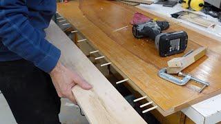 Pin boards together with bamboo skewers  standing desk