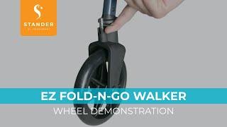 Stander EZ Fold-N-Go Walker - Locking-swivel Wheel Demonstration