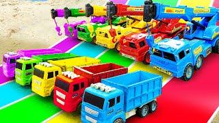 Dump Trucks Cranes Construction Vehicles for Building Brick Hous Construction  Car Toy Stories