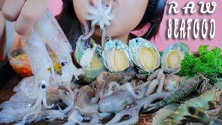 ASMR MOST POPULAR RAW SEAFOOD ON MY CHANNEL PART 01 OCTOPUS ABALONE BABY SQUID SHIRMP  LINH-ASMR