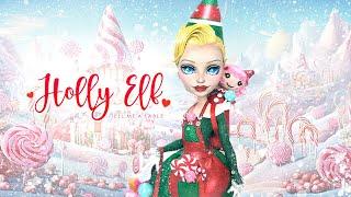 Doll Figurine HOLLY ELF  Merry Christmas  Candy Cane Land  Monster High Repaint