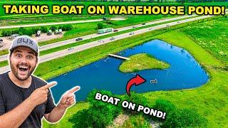 My FIRST TIME Taking a BOAT on the NEW Warehouse POND Surprising Find