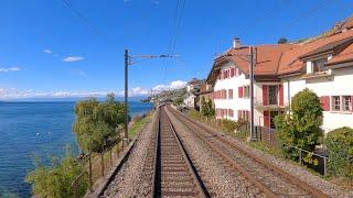  4K  St-Triphon - Lausanne - Basel cab ride 10.2021 Führerstandsmitfahrt Swiss train