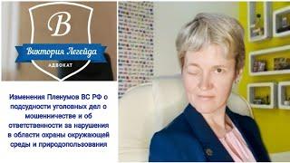 Изменения Пленумов ВС РФ о подсудности уголовных дел о мошенничестве и в области окружающей среды