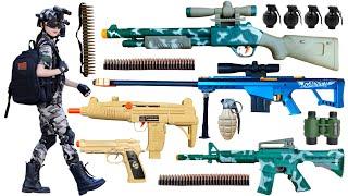 Special police weapon toy gun set unboxing Barrett sniper gun Glock pistol M416 rifle shotgun