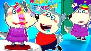 Mommy Wolfs Birthday Cake CAKE OR FAKE Challenge Funny Family Stories  Cartoons for Kids