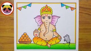 Ganesh Chaturthi Drawing  Lord Ganesha Drawing  Ganpati Bappa Drawing  Ganesh Drawing Easy Steps