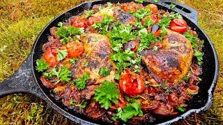One Pot Chicken Chorizo in the Forest  Relaxing Cooking in Nature ASMR