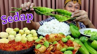 SAMBAL CUMI PETE ASELI ENAK  MUKBANG LALAP JENGKOL MUDA + pete mentah SAMBEL TERASI