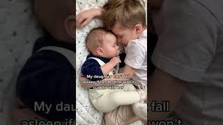 baby brother cuddles baby sister while sleeping ️ myla_sundaze_