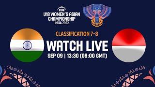 India v Indonesia  Full Basketball Game  FIBA U18 Womens Asian Championship 2022 - Division A