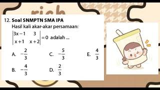 Hasil kali akar-akar persamaan det 3x - 1 3 x + 1 x + 2 = 0 adalah...